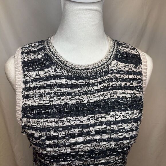 Alice and Olivia Reva Stitch Textured Stripe Sweater Tank Chain Women - Picture 4 of 10